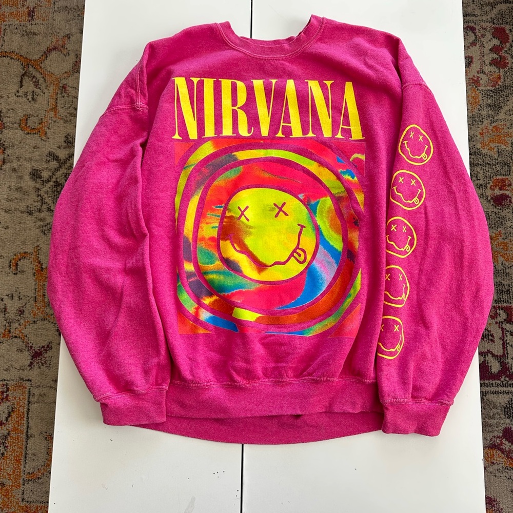 UO NIRVANA Vibrant Pink SweatshirT